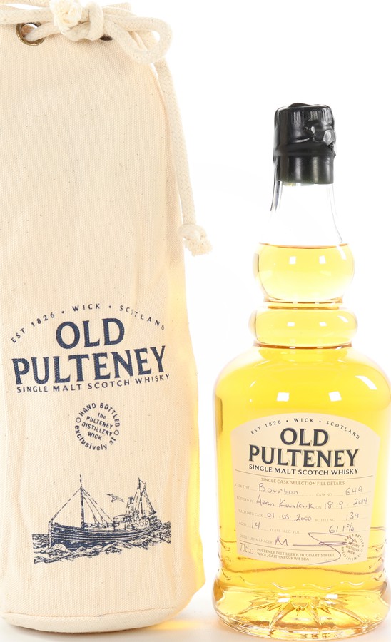 Old Pulteney 2000 Hand Bottled at the Distillery Bourbon Cask #649 61.1% 700ml