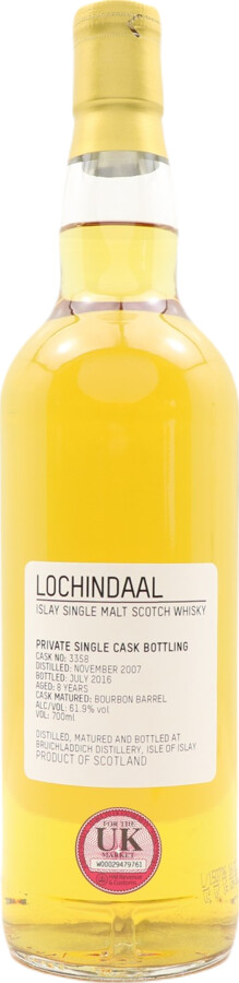 Lochindaal 2007 Private Single Cask Bottling Bourbon Barrel #3358 61.9% 700ml