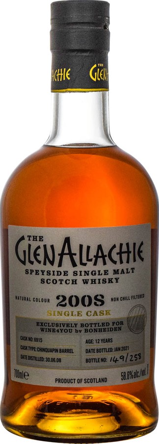 Glenallachie 2008 Single Cask Chinquapin barrel #6915 Wine4You 58.6% 700ml
