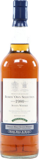 Inchgower 1980 BR Berrys Own Selection First Fill Sherry Cask 14157 + 14159 46% 700ml