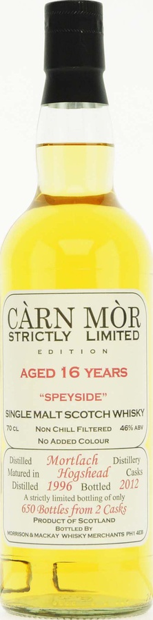 Mortlach 1996 MMcK Carn Mor Strictly Limited Edition 2 Hogsheads 46% 700ml