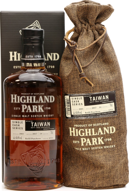 Highland Park 2003 Single Cask Series Refill Puncheon #6311 Taiwan Travel Free Exclusive 60.6% 700ml
