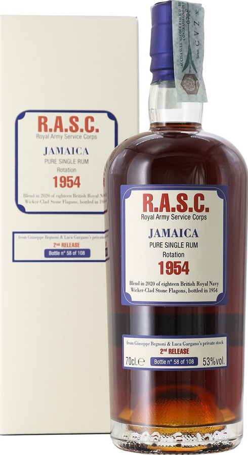 Velier R.A.S.C. Royal Army Service Corps 1954 Jamaica Rotation Giuseppe Begnoni & Luca Gargano's Private Stock 2nd Release 53% 700ml