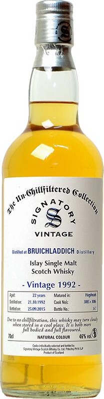 Bruichladdich 1992 SV The Un-Chillfiltered Collection 22yo 3085 + 3086 46% 700ml