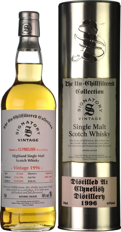 Clynelish 1996 SV The Un-Chillfiltered Collection 6408 & 6409 46% 700ml