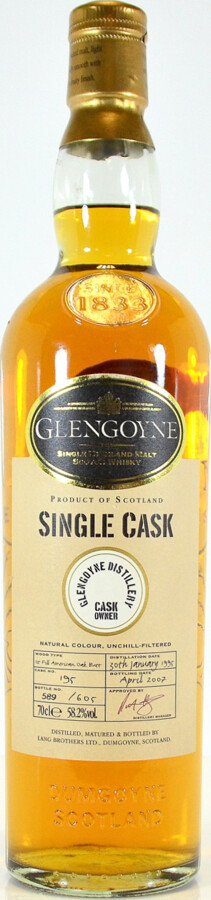 Glengoyne 1995 Cask Owner 12yo 1st Fill American Oak Butt #195 58.2% 700ml