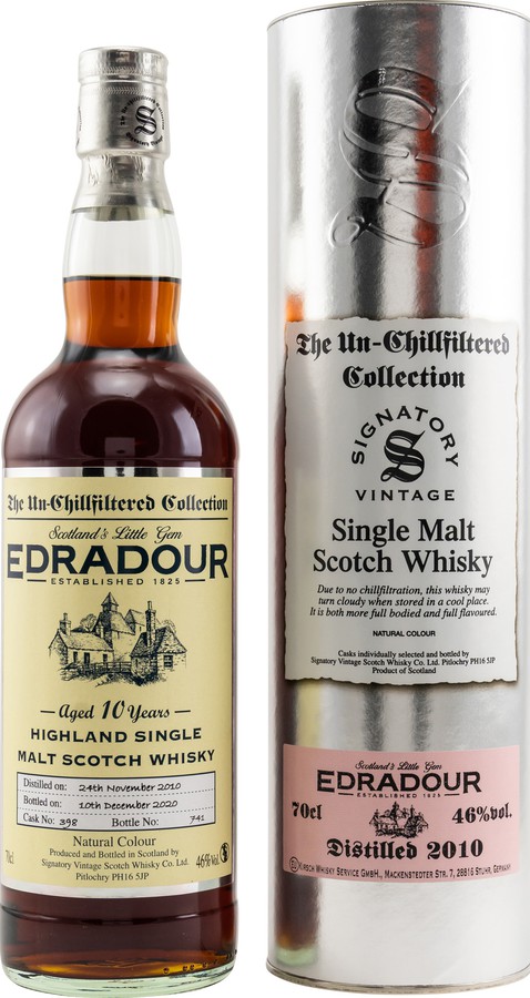 Edradour 2010 SV The Un-Chillfiltered Collection Sherry Cask #398 46% 700ml