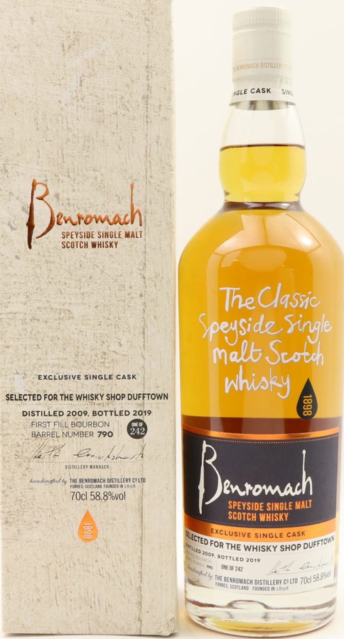 Benromach 2009 Exclusive Single Cask First Fill Bourbon #790 Whisky Shop Dufftown 58.8% 700ml