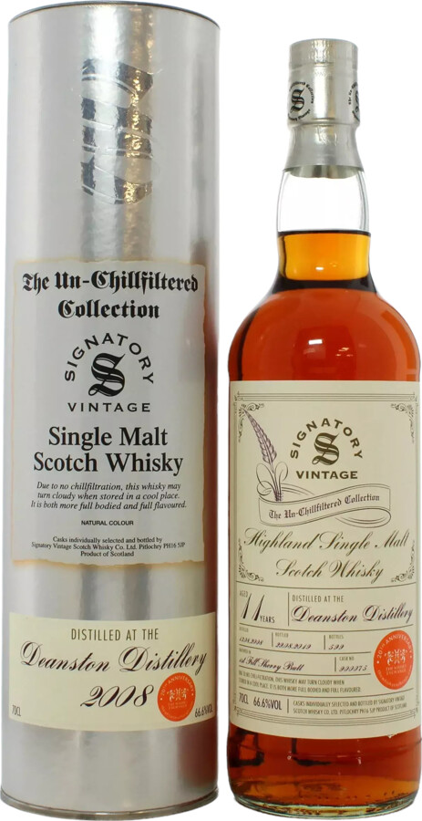 Deanston 2008 SV The Un-Chillfiltered Collection 11yo 1st Fill Sherry Butt #900075 66.6% 700ml