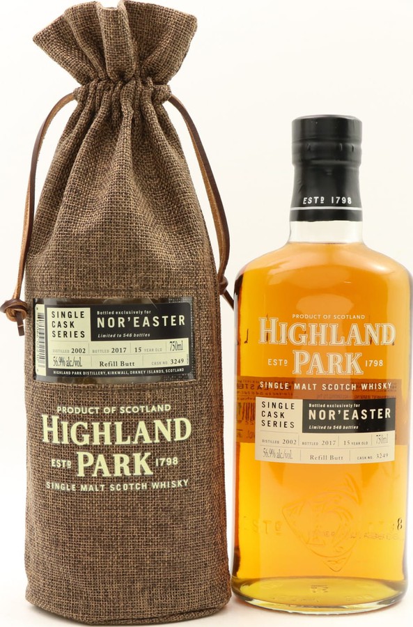 Highland Park 2002 Single Cask Series Nor'easter Refill Sherry Butt #3249 56.9% 750ml