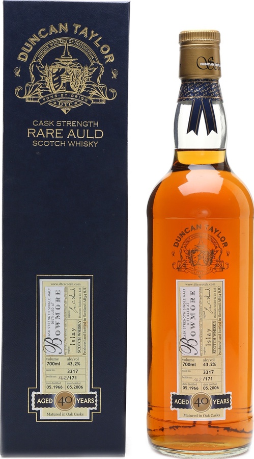 Bowmore 1966 DT Rare Auld 40yo Oak cask #3317 43.2% 700ml