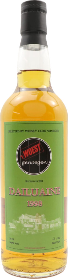Dailuaine 1998 UD t Woest Genoegen Bourbon Cask #3391 Selected by Whisky Club Club Nijmegen 54.9% 700ml