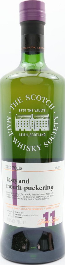 Balblair 2005 SMWS 70.15 Tasty and mouth-puckering 2nd Fill Ex-Bourbon Barrel 57.6% 700ml