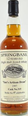 Springbank 1997 Ian's Artisan Dram Private Bottling First Fill Sherry Butt #315 57.1% 700ml
