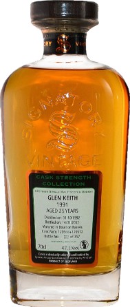 Glen Keith 1991 SV Cask Strength Collection Bourbon Barrel #73649 51.6% 700ml