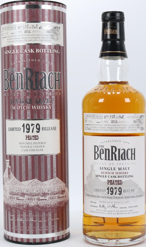 BenRiach 1979 Peated Single Cask Bottling Batch 8 31yo Bourbon Barrel #11195 50.3% 700ml
