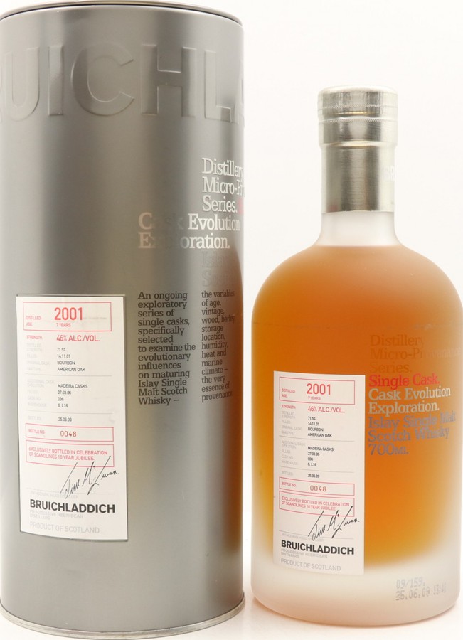 Bruichladdich 2001 Micro-Provenance Series Bourbon Madeira Finish #036 46% 700ml