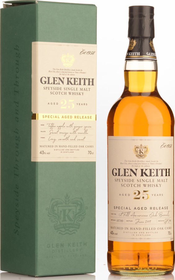 Glen Keith 25yo Special Aged Release 1st Fill American Oak Barrel Batch GK/001 43% 700ml
