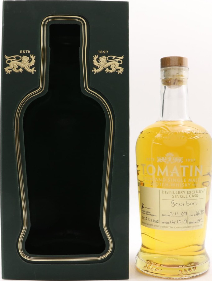 Tomatin 2007 Distillery Exclusive Single Cask 1st Fill Bourbon #4698 55.5% 700ml