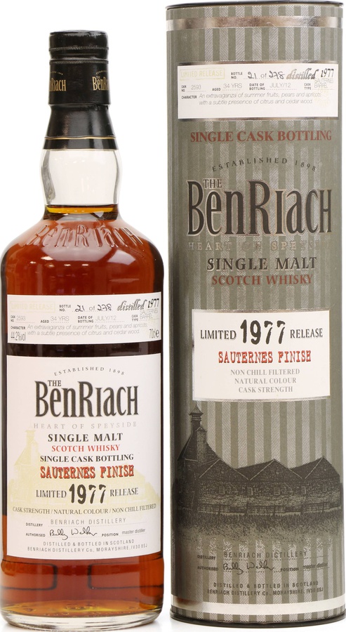 BenRiach 1977 Single Cask Bottling Batch 9 #2593 44.2% 700ml