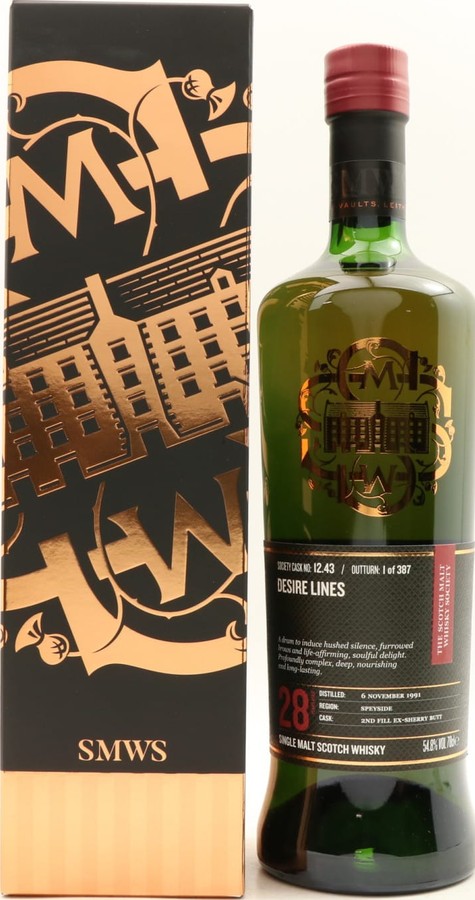 BenRiach 1991 SMWS 12.43 Desire lines 2nd Fill Ex-Sherry Butt 54.8% 700ml