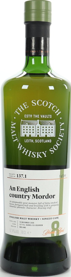 The English Whisky 2009 SMWS 137.1 An English country Mordor 1st Fill Ex-Bourbon Barrel 62.4% 700ml