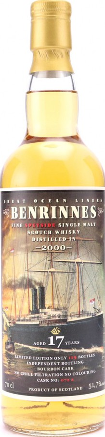 Benrinnes 2000 JW Great Ocean Liners Bourbon Cask The Whisky Fair Limburg 2018 51.7% 700ml