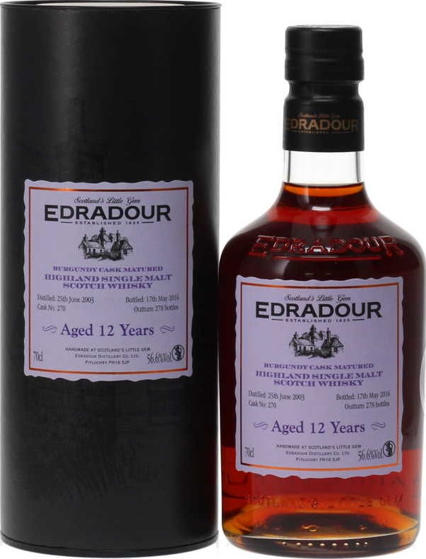 Edradour 2003 Burgundy Cask Matured #270 Distillery Only 56.6% 700ml