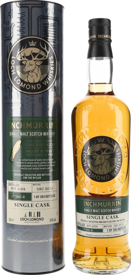 Inchmurrin 2004 Limited Edition Single Cask French Oak Barrel 17/641-2 Members of The W Club Exclusive 54.6% 700ml