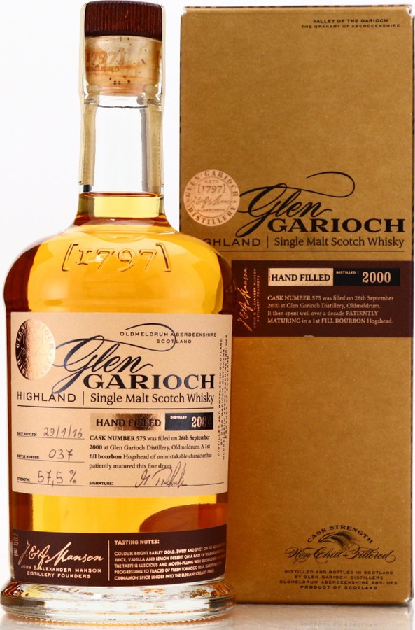 Glen Garioch 2000 Hand filled at the distillery 1st Fill Bourbon Hogshead #575 57.5% 700ml