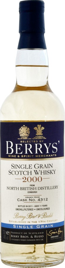North British 2000 BR Berrys Refill Sherry Butt #4312 46% 700ml