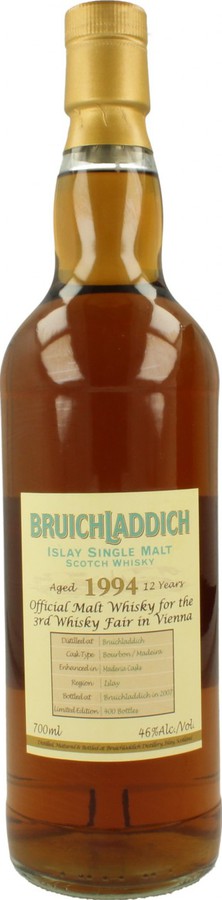 Bruichladdich 1994 MM 3rd Whisky Fair Vienna Bourbon Madeira Casks 46% 700ml