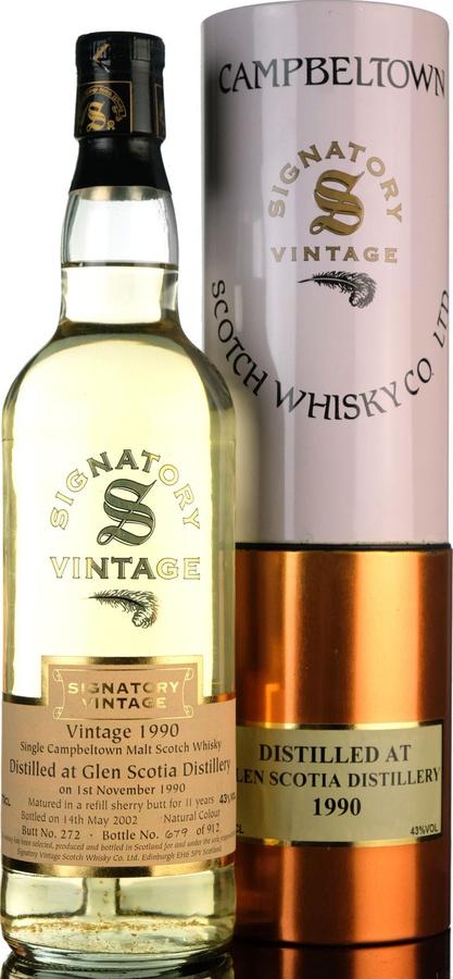 Glen Scotia 1990 SV Vintage Collection Refill Sherry Butt 276 279 43% 700ml