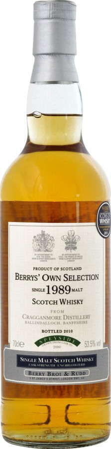 Cragganmore 1989 BR Berrys Own Selection #2880 53.5% 700ml