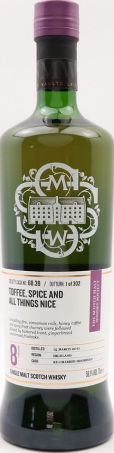 Blair Athol 2011 SMWS 68.39 Toffee spice and all things nice Re-Charred Hogshead 58.1% 700ml
