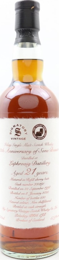 Laphroaig 1998 SV The Whisky Hoop Refill Sherry Butt #700391 70th Anniversary of Sone Bussan 57.9% 700ml