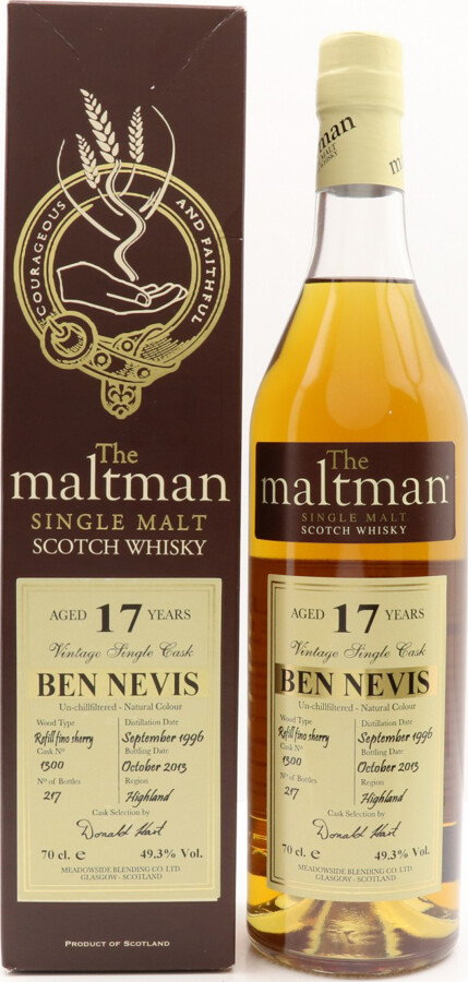 Ben Nevis 1996 MBl The Maltman 17yo Refill Fino Sherry Cask #1300 49.3% 700ml