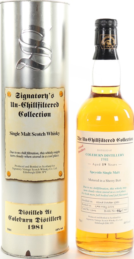 Coleburn 1981 SV The Un-Chillfiltered Collection Sherry Butt #1341 46% 700ml