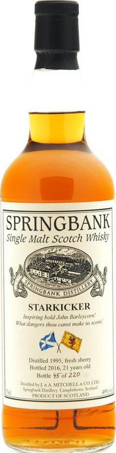 Springbank 1995 Starkicker Fresh Sherry Pipe Straight Whisky Austria 49% 700ml