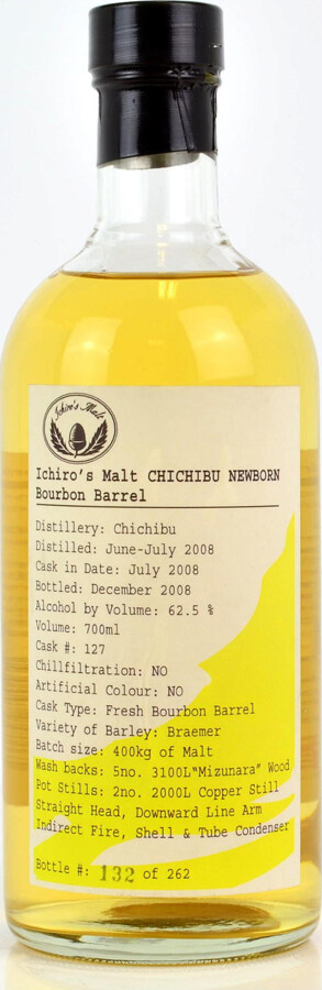 Chichibu 2008 Ichiro's Malt Newborn Fresh Bourbon Barrel #127 Distillery 62.5% 700ml