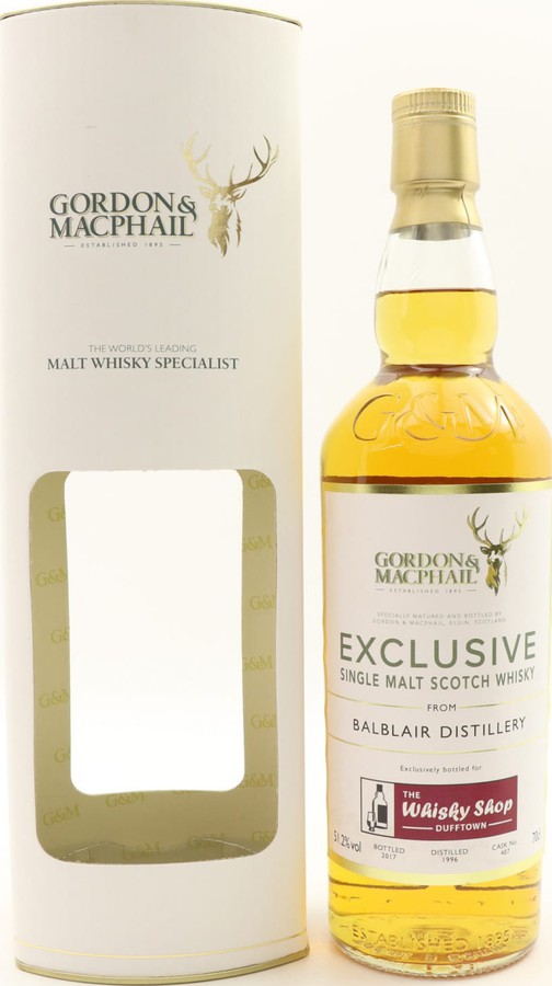 Balblair 1996 GM Exclusive Refill Ex-Bourbon Barrel #407 The Whisky Shop Dufftown 51.2% 700ml