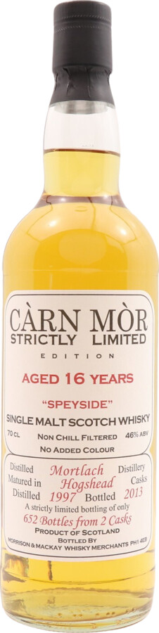 Mortlach 1997 MMcK Carn Mor Strictly Limited Edition 16yo 2 Ex-Bourbon Hogsheads 46% 700ml