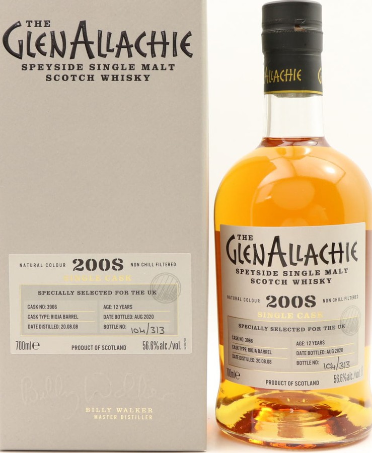 Glenallachie 2008 Single Cask Rioja Barrel #3966 Specially Seleted For The UK 56.6% 700ml