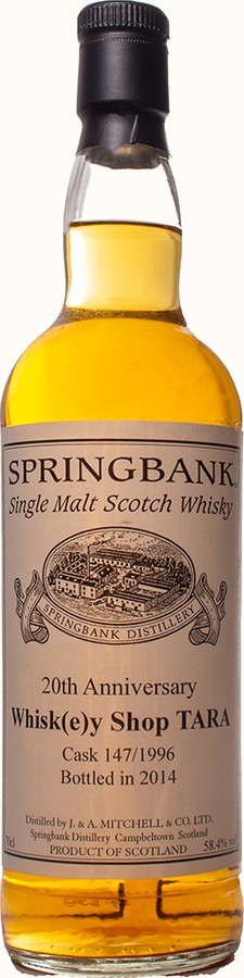 Springbank 1996 20th Anniversary Shop TARA Bourbon Cask #147 58.4% 700ml
