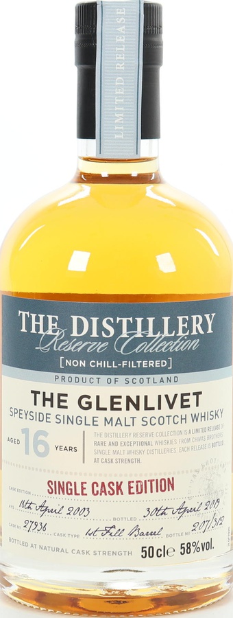 Glenlivet 2003 The Distillery Reserve Collection 1st Fill Barrel #27936 58% 500ml
