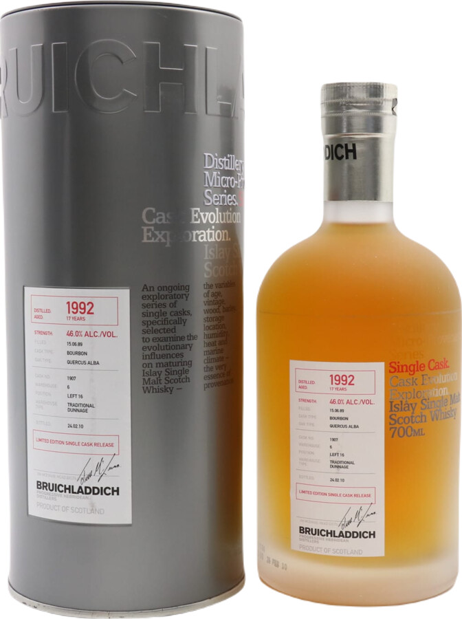Bruichladdich 1992 Micro-Provenance Series 17yo Bourbon Cask #1907 46% 700ml