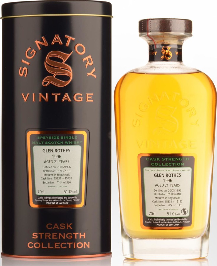 Glenrothes 1996 SV Cask Strength Collection 15131 + 15132 51% 700ml