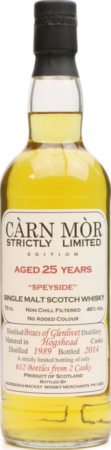 Braes of Glenlivet 1989 MMcK Carn Mor Strictly Limited Edition 2 Hogsheads 46% 700ml