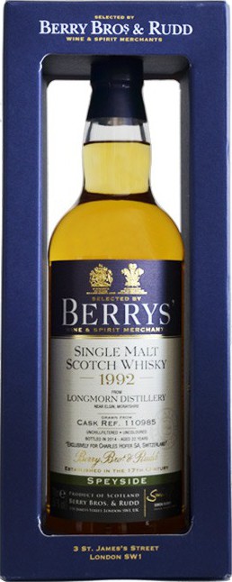 Longmorn 1992 BR Berrys #110985 Charles Hofer SA 50.1% 700ml