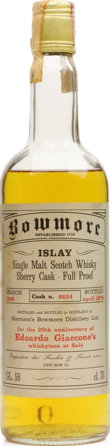 Bowmore 1969 20th Anniversary Edoardo Giaccone's whiskyteca #6635 58% 750ml